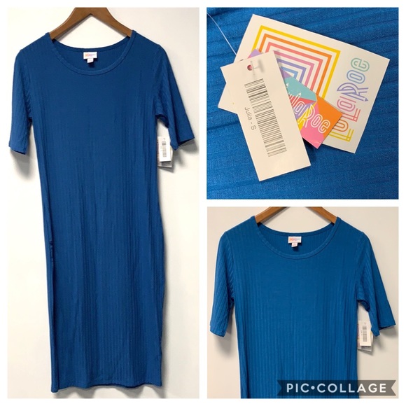 NWT LuLaRoe size S Julia blue piped dress - Picture 1 of 5